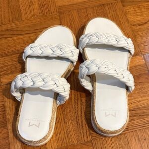 Marc Fisher White Braided Sandals
